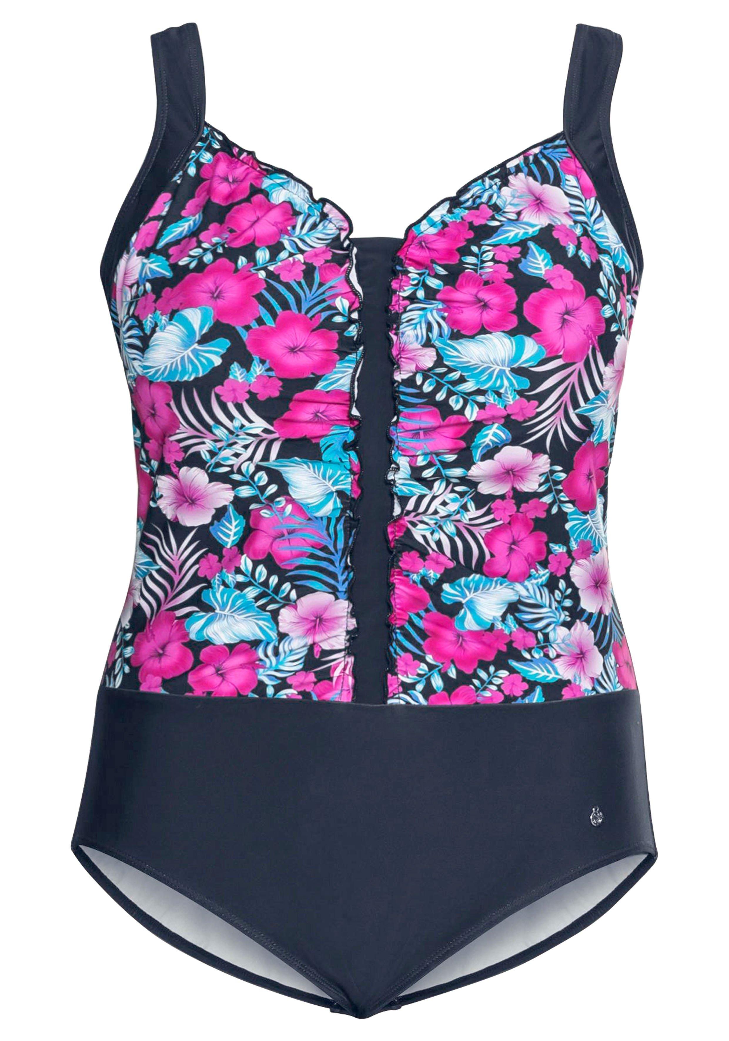 Badeanzug mit Blumenprint und Rüschen