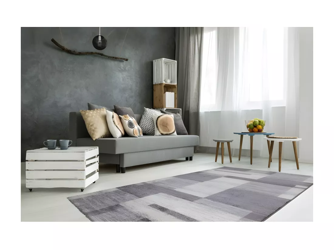 Tapis 170x120cm, design F105G coloris argent - Confort et élégance pour votre intérieur