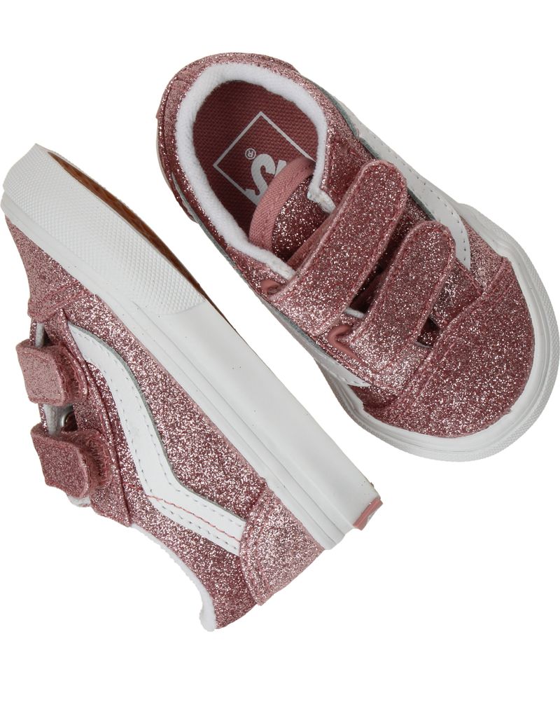 Vans Old Skool V Glitter Rose Gold Sneakers Roze Meisjes