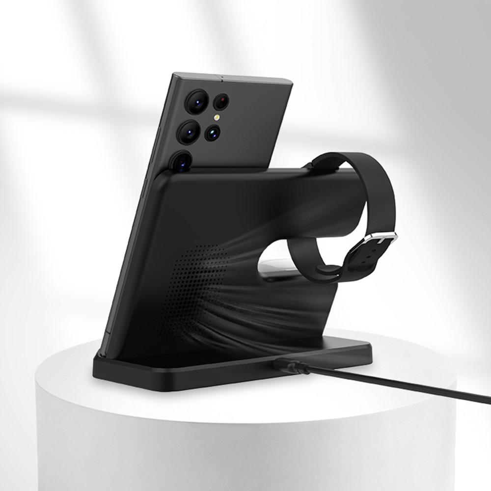 (15W) 3in1 Ladegerät QI Wireless Charger für Smartphone / Samsung Galaxy Watch / Galaxy Buds - Weiss