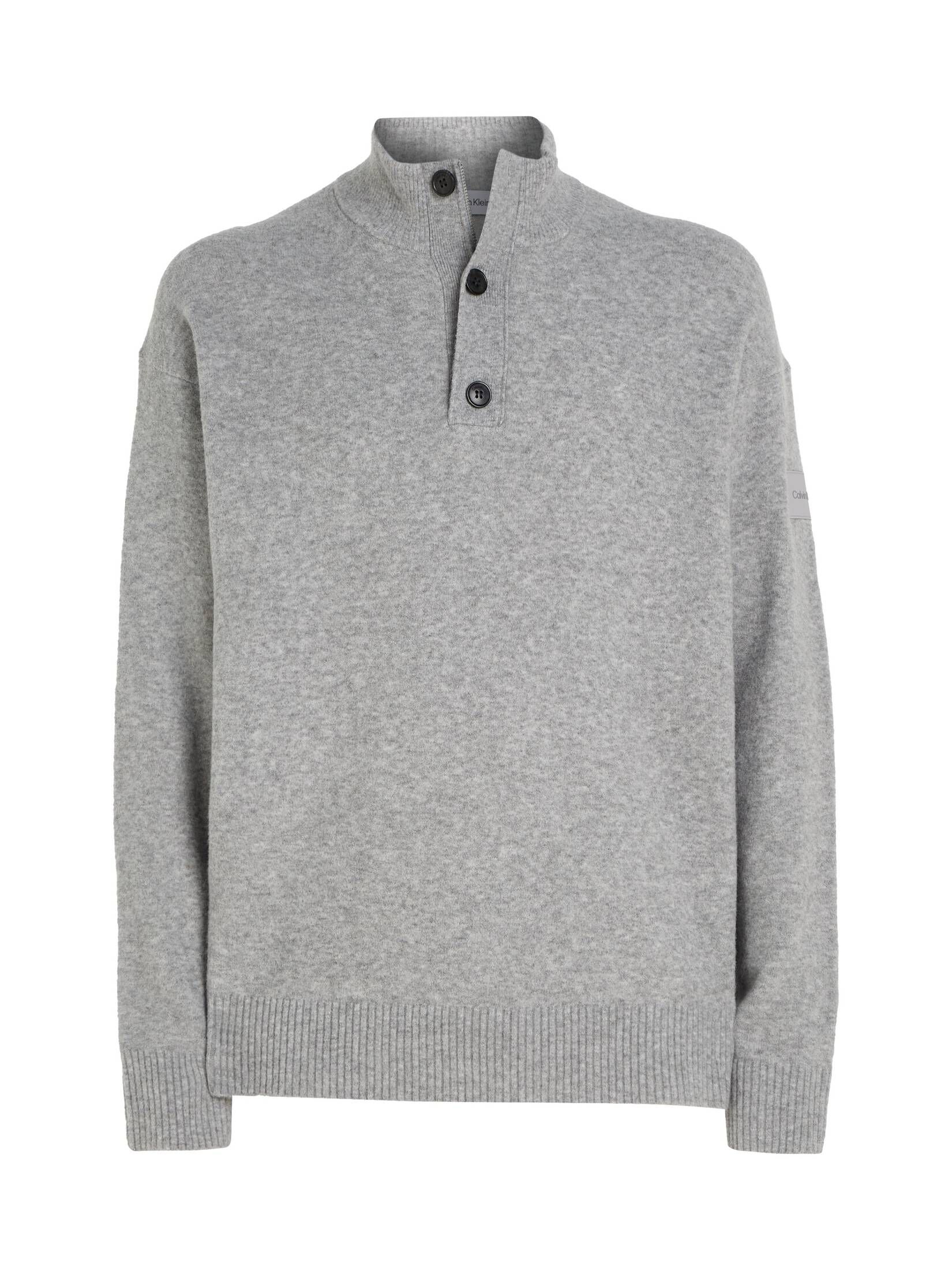 CALVIN KLEIN| Herren Strickpullover Troyer mit Knopfleiste und Reißverschluss