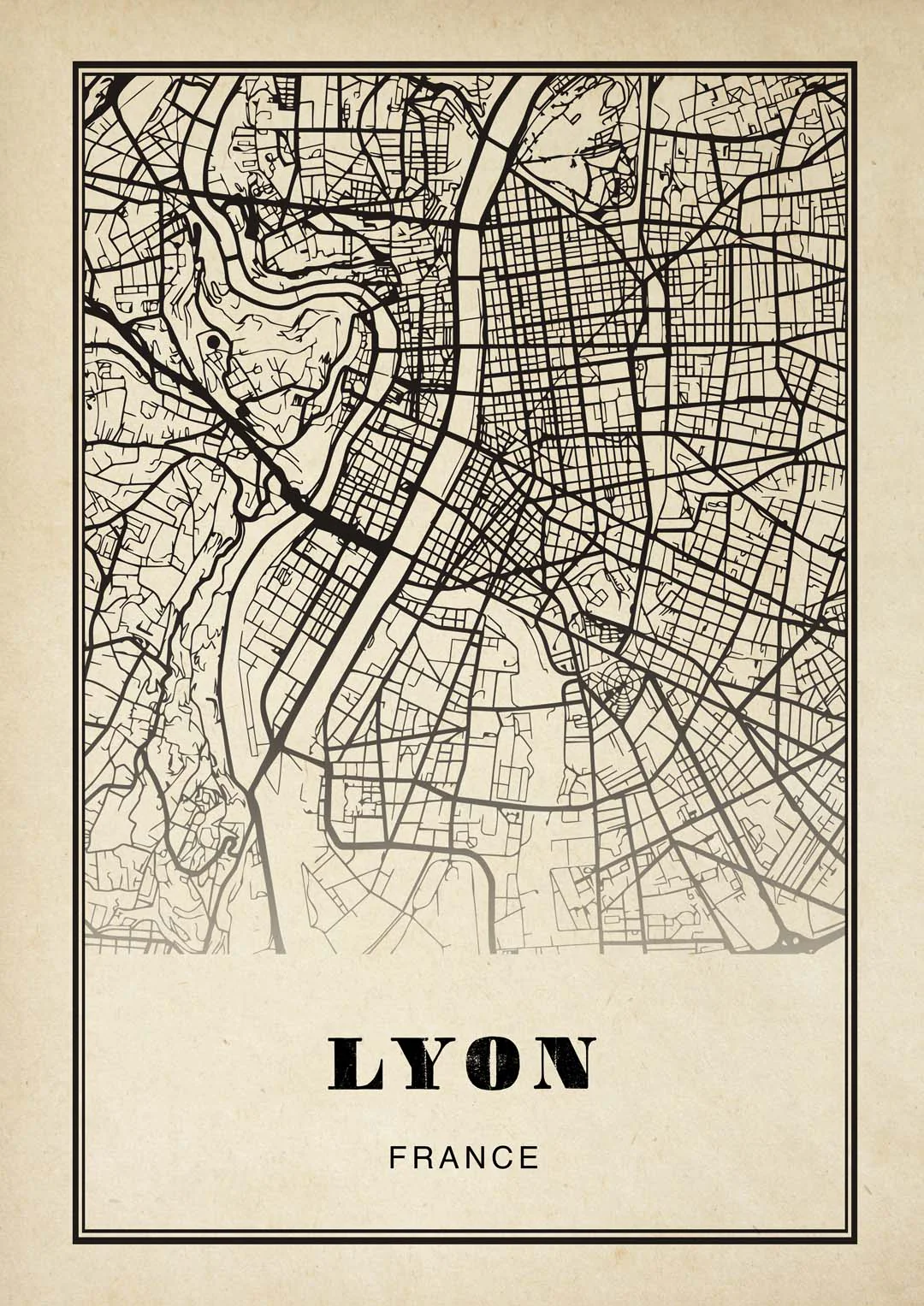 Lyon Stadt Sepia