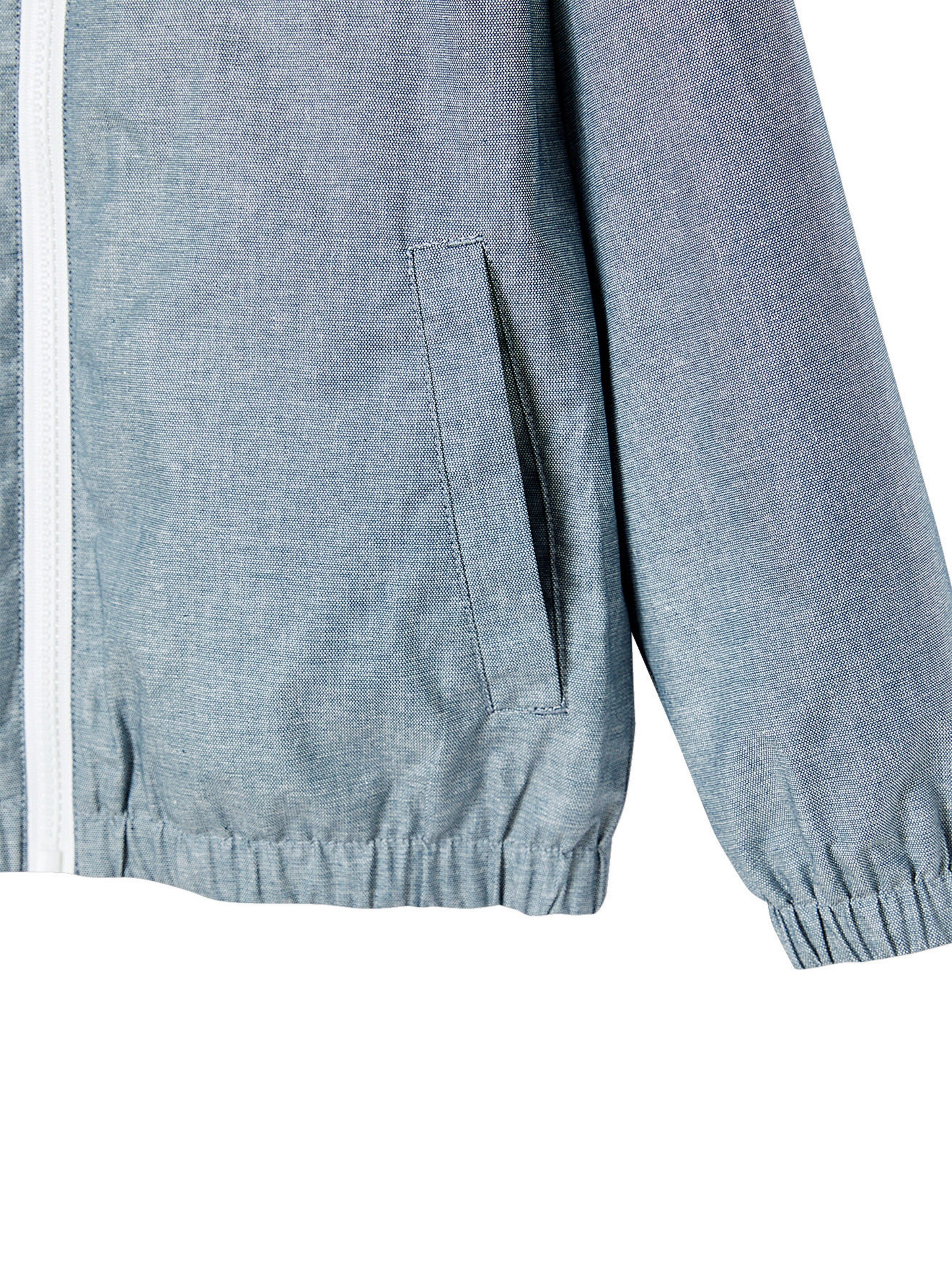 Vertbaudet Jungen Jacke aus Chambray mit Kapuze blau chambray