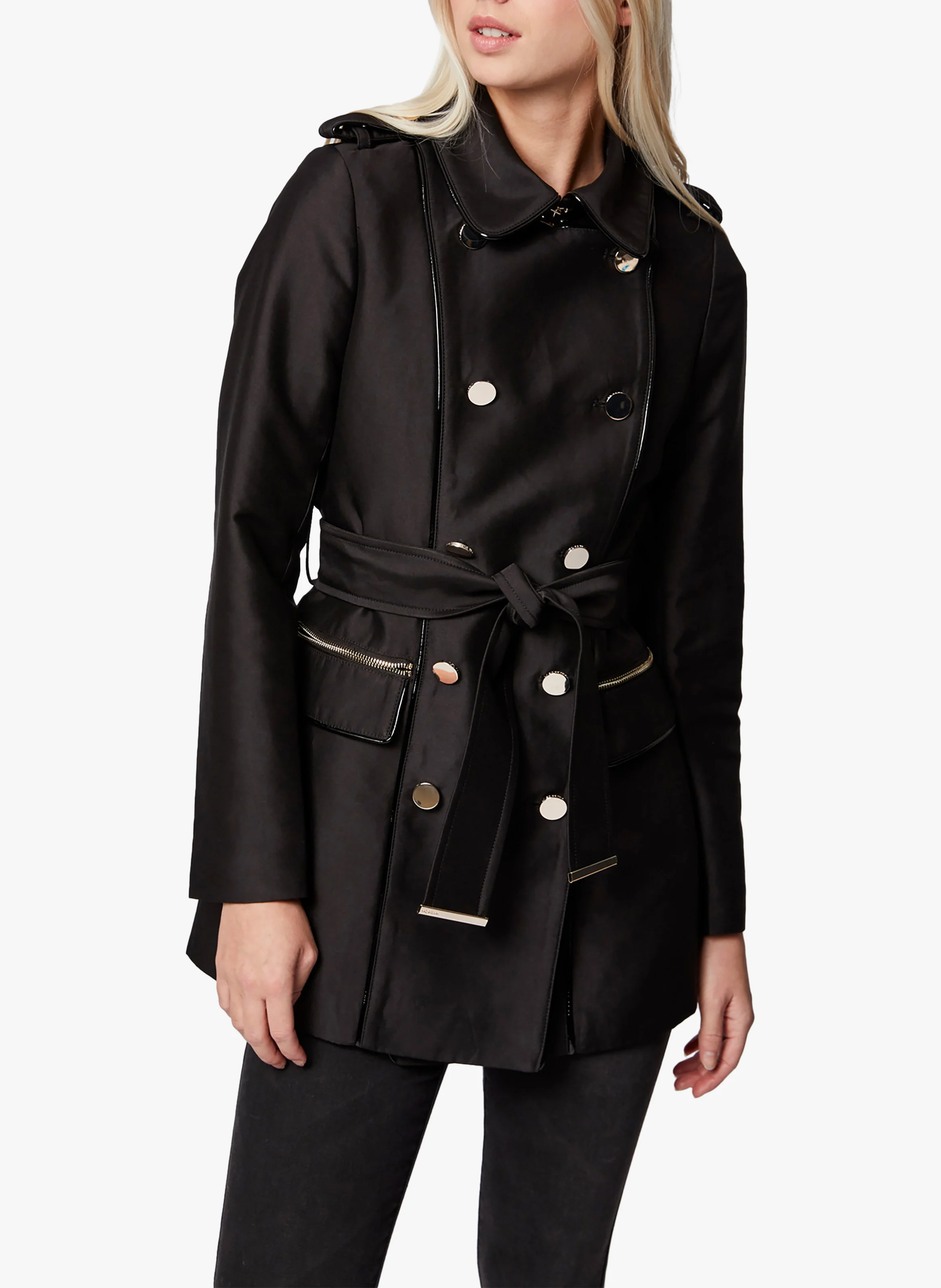 GAZELLE - Trench col classique ceinturé | Noir