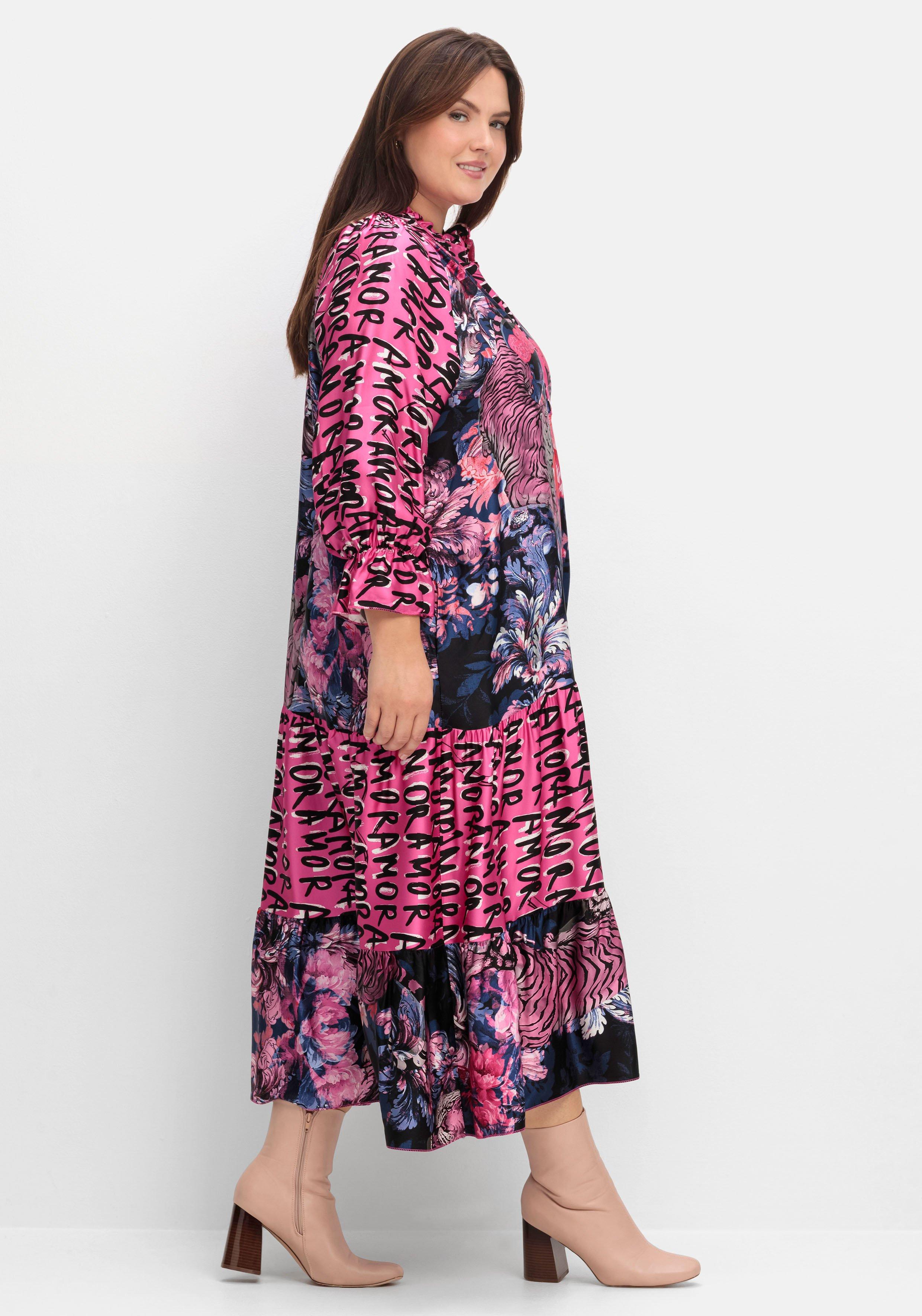 Maxikleid im Mustermix, mit Volant