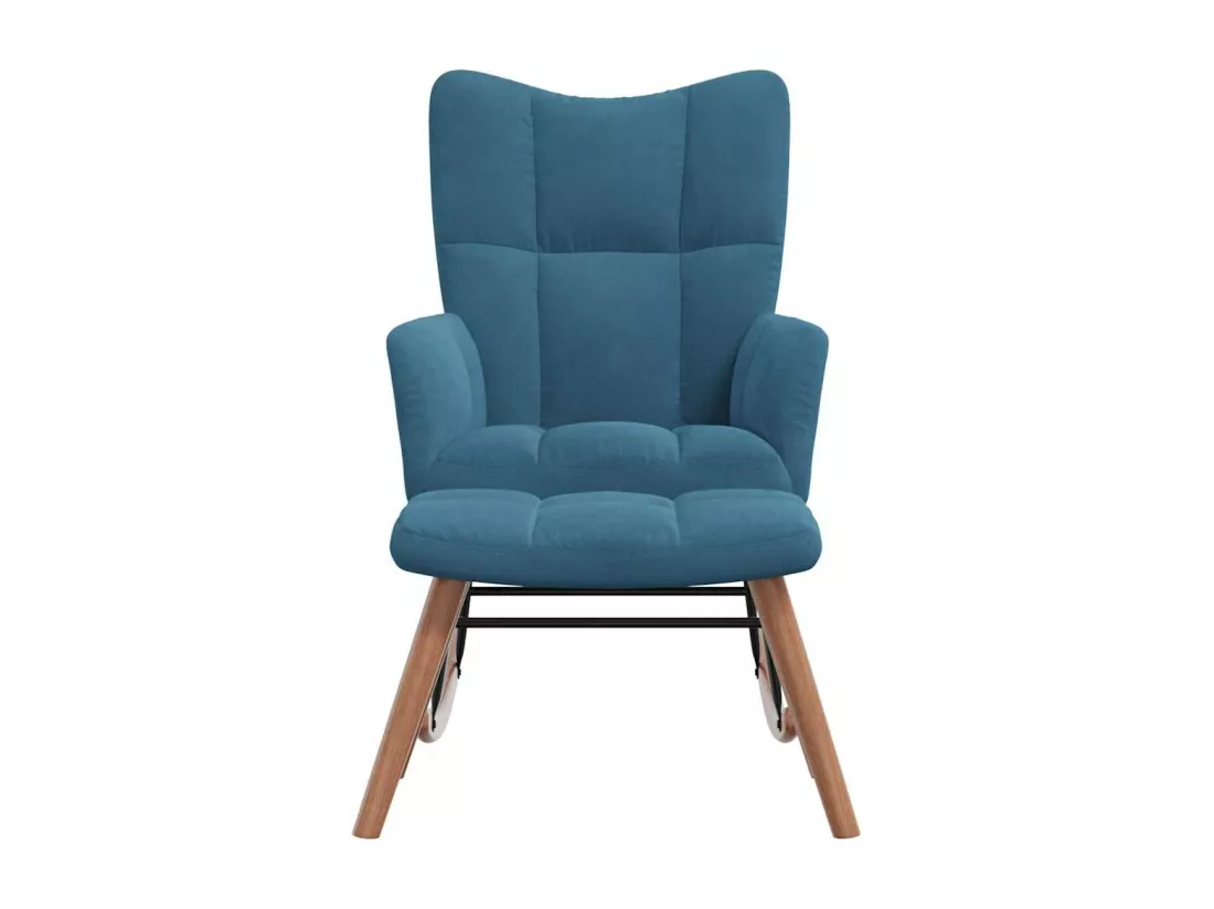 Chaise à bascule avec repose-pied Bleu Velours