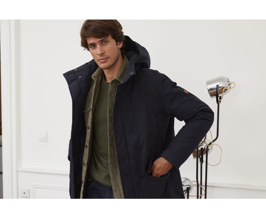Parka hiver homme doublée plumes Navy Foncé - SOREN III