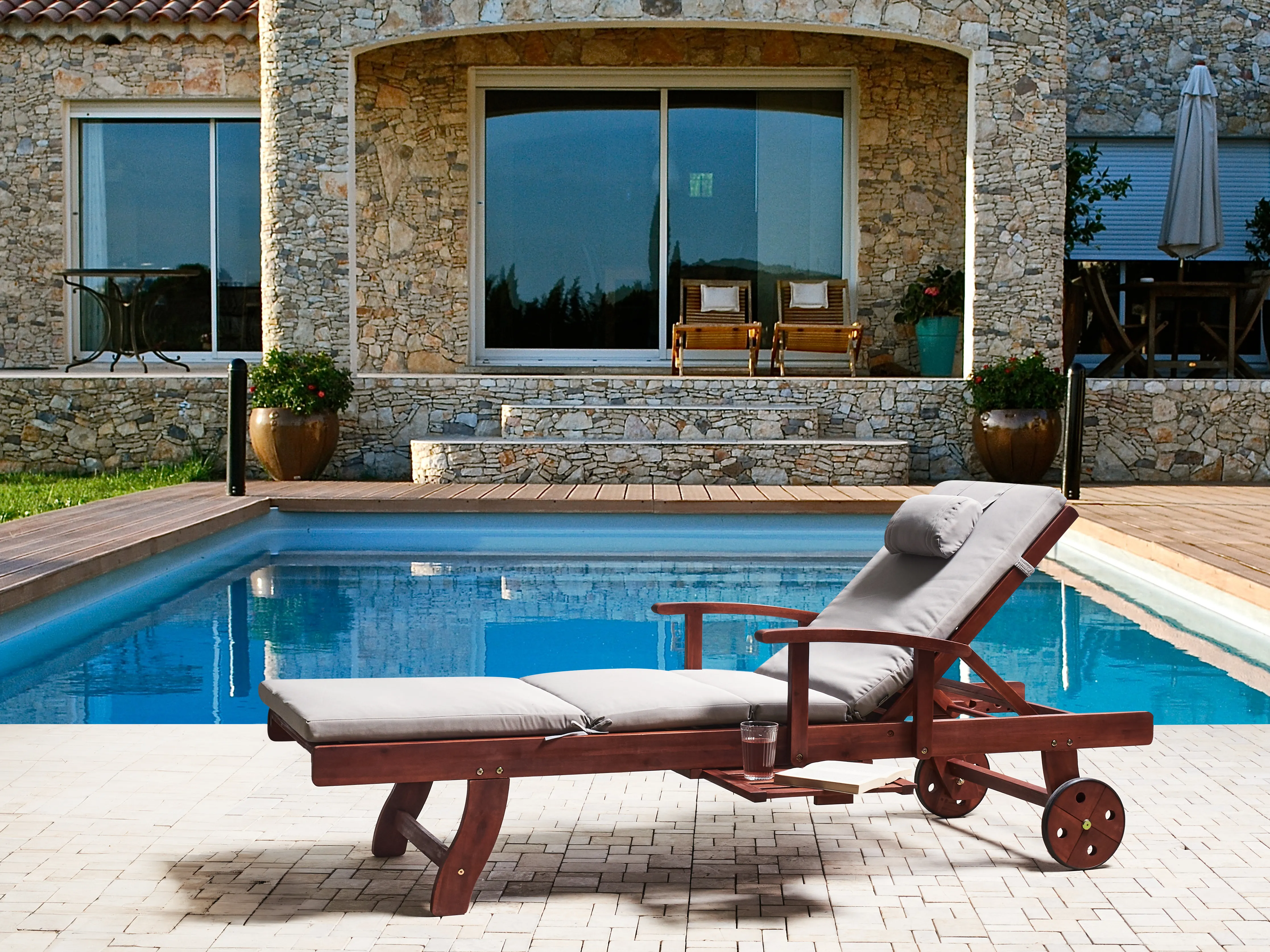 Kussen voor ligstoel TOSCANA/JAVA/AMANTEA PREMIUM 189 x 58 cm Grijs melange