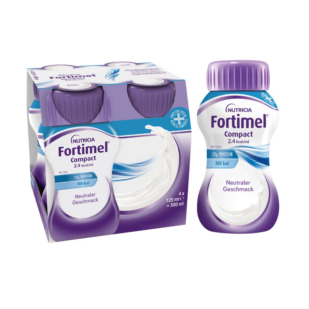 Fortimel® Compact 2.4 kcal Neutral – Hochkalorische Trinknahrung mit allen wichtigen Nährstoffen, Vitaminen, Mineralien und Spurenelementen – 300 kcal und 12 g Eiweiß pro Flasche