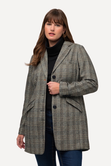 Blazer, Fischgratmuster, Reverskragen, Rückenschlitz