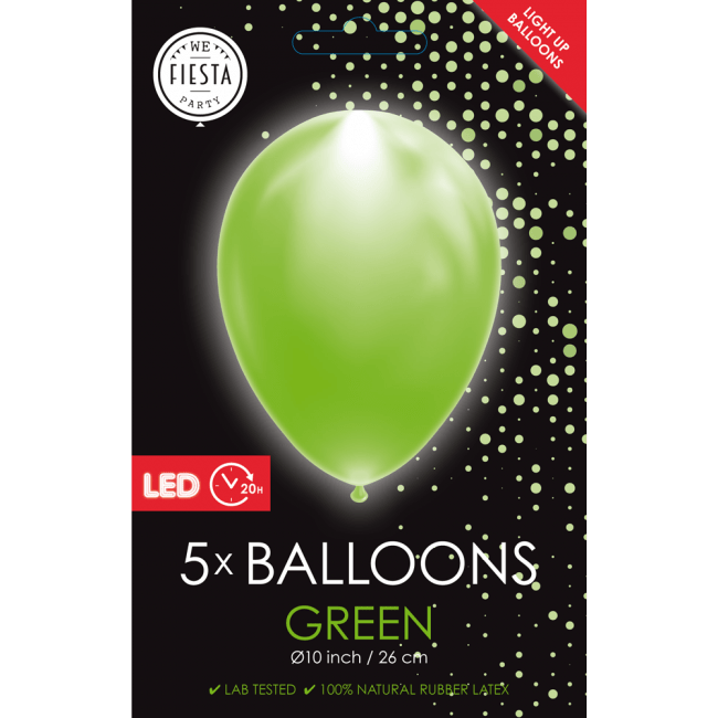 Groene Led Ballonnen 26cm 5st