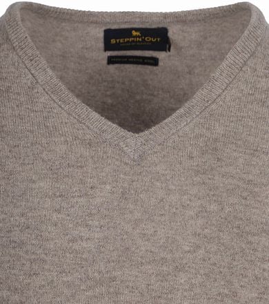Steppin' Out Pullover V-hals Merinowol Taupe SM1201.0003-3400 kopen