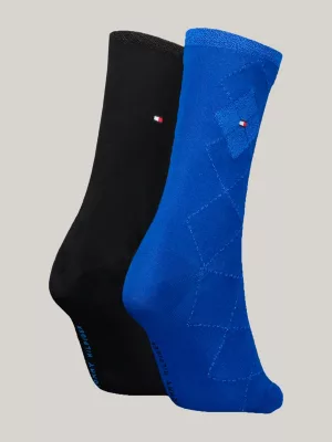 Pacote com 2 pares de meias clássicas com estampa de losangos.