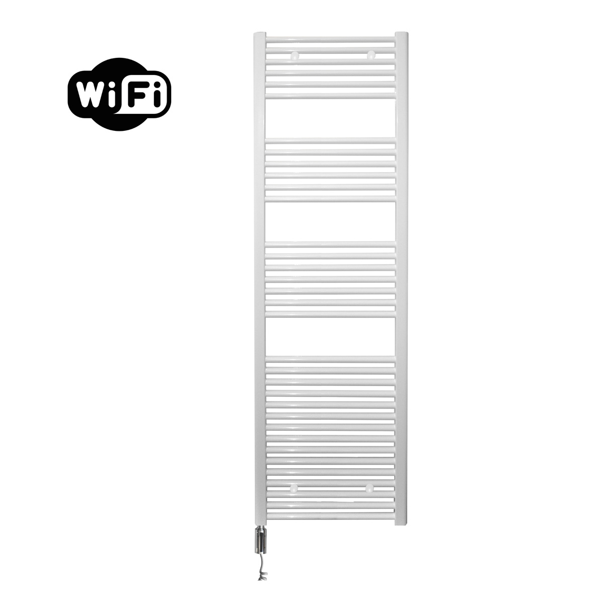 Sanicare elektrische design radiator 60x172cm wit met WiFi en thermostaat rechts chroom