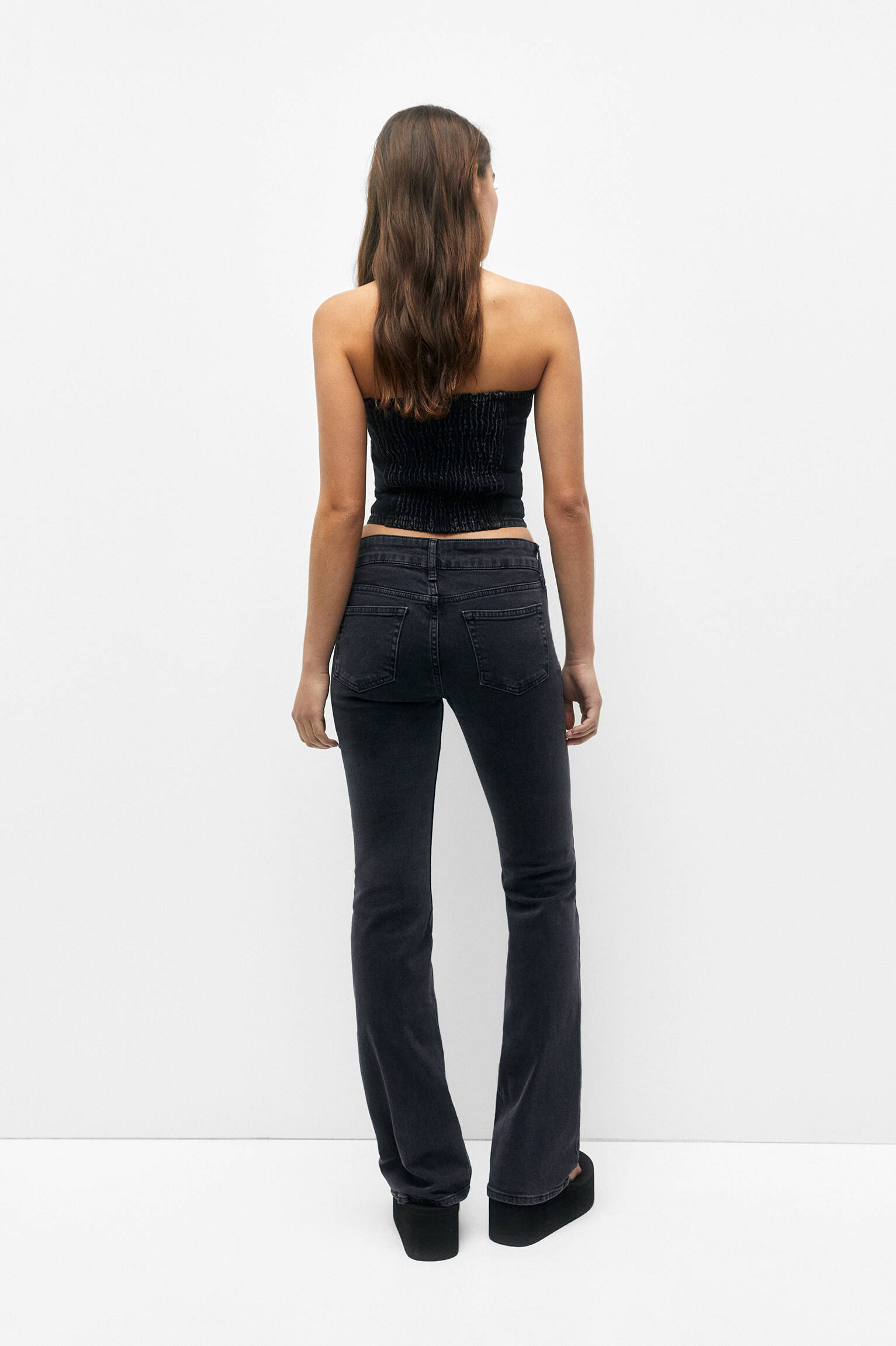 CORSET DENIM TOP - PRETO