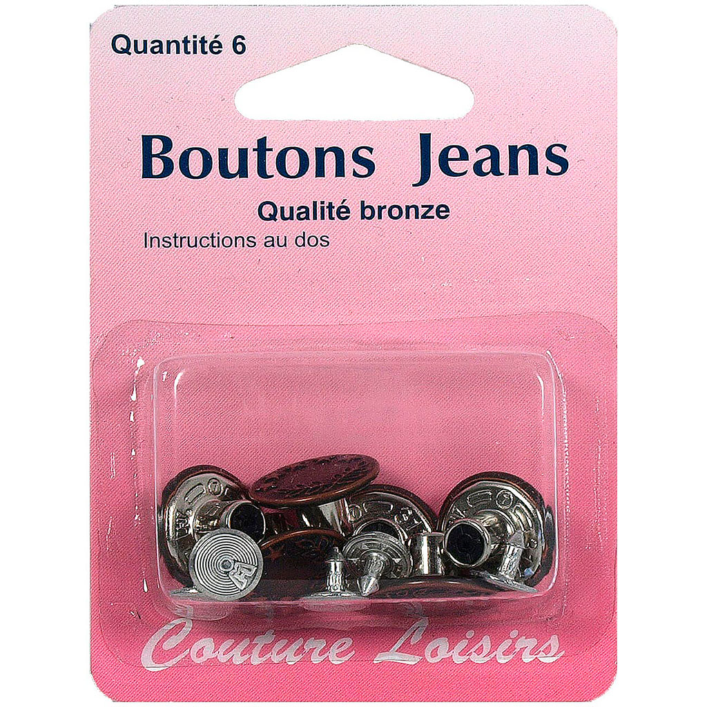 Lot de 6 boutons pour jeans bronze
