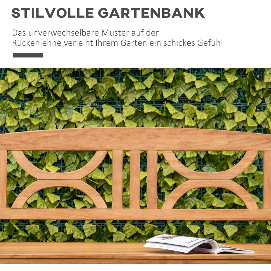Outsunny Gartenbank mit Armlehne natur