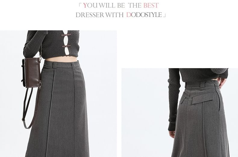 Denimot - Maxi A-lijn rok met hoge taille en effen panelen
