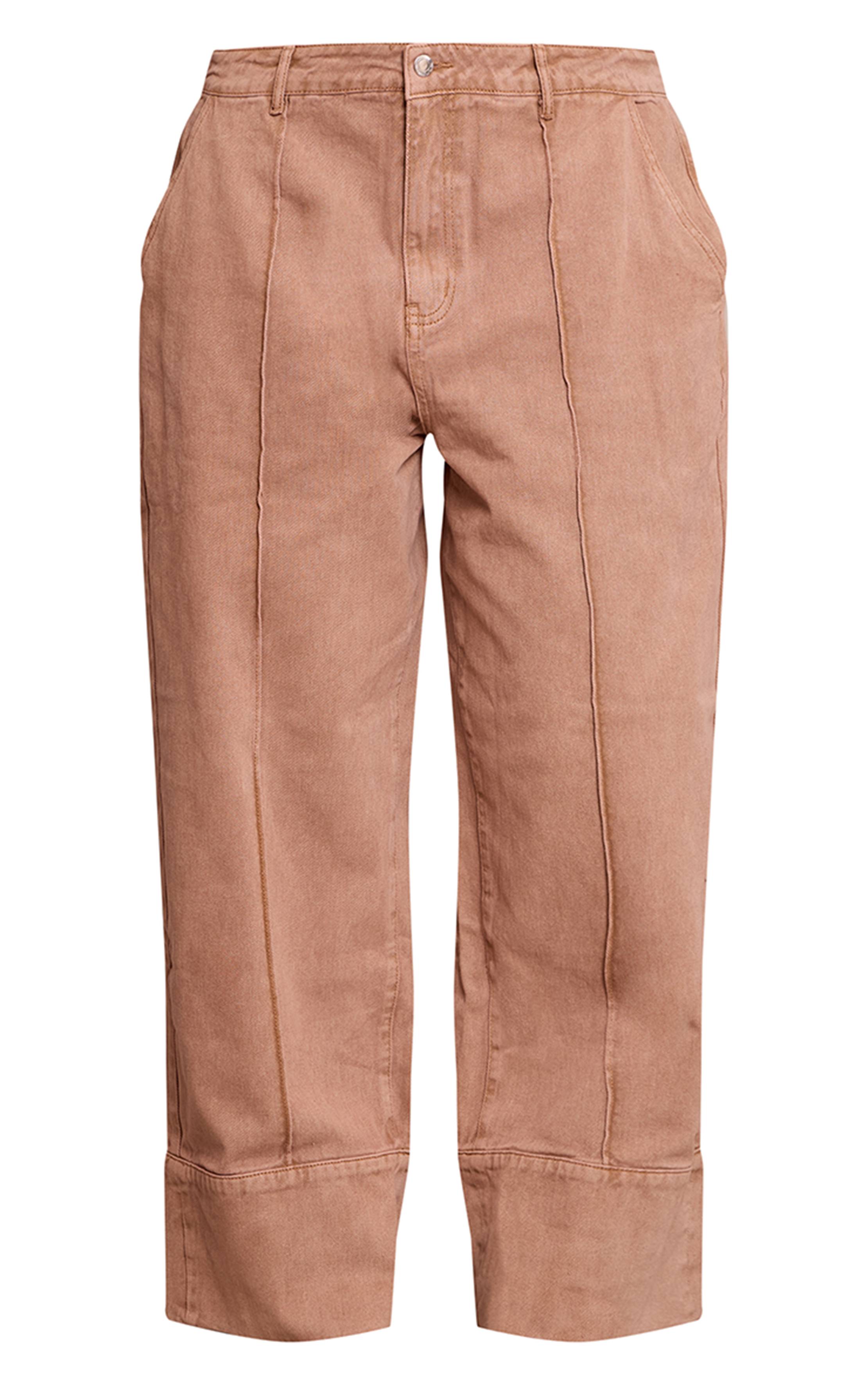 Taupe Jean Grande Taille À Revers Détaillés