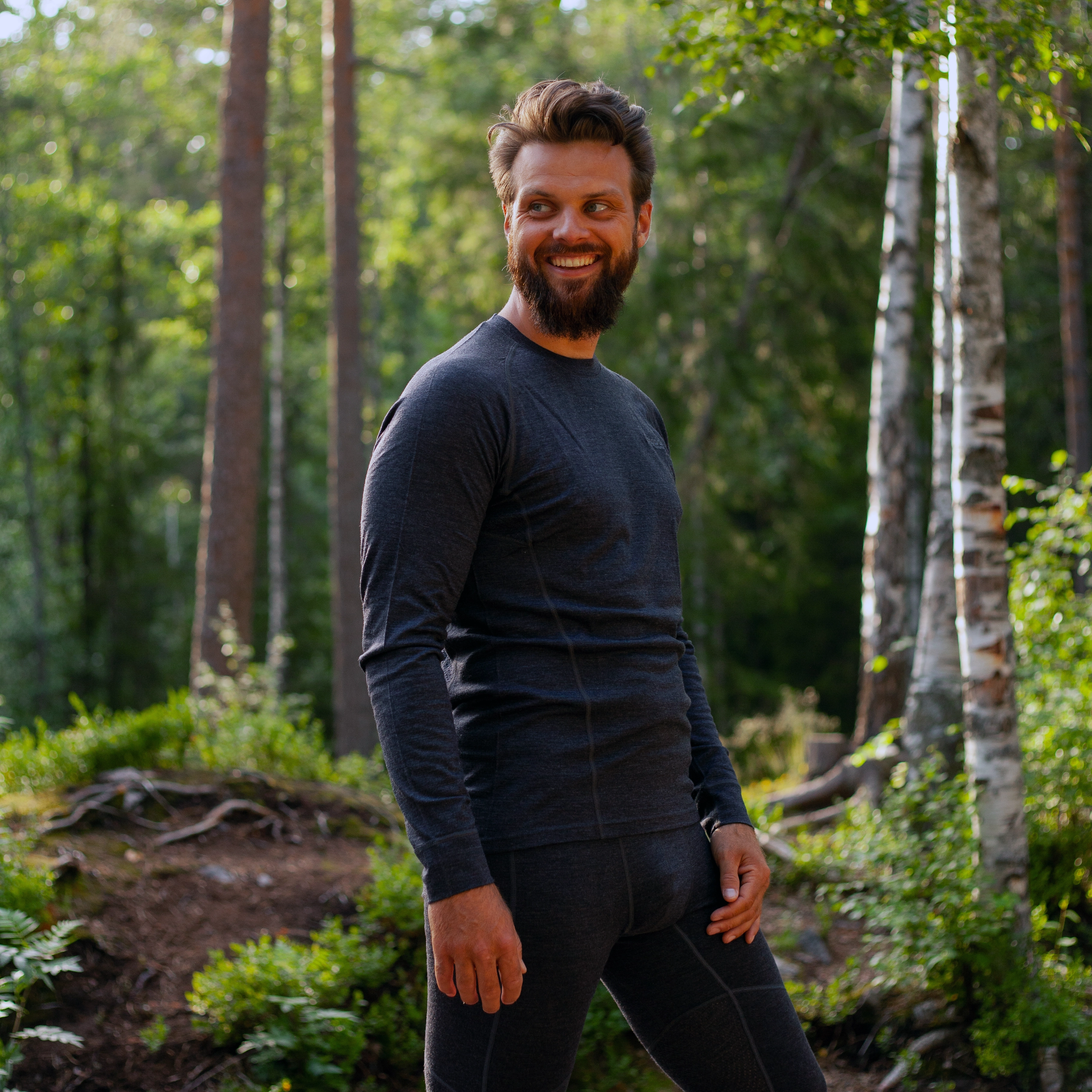 Inner:Pure Long Sleeve Solid Charcoal