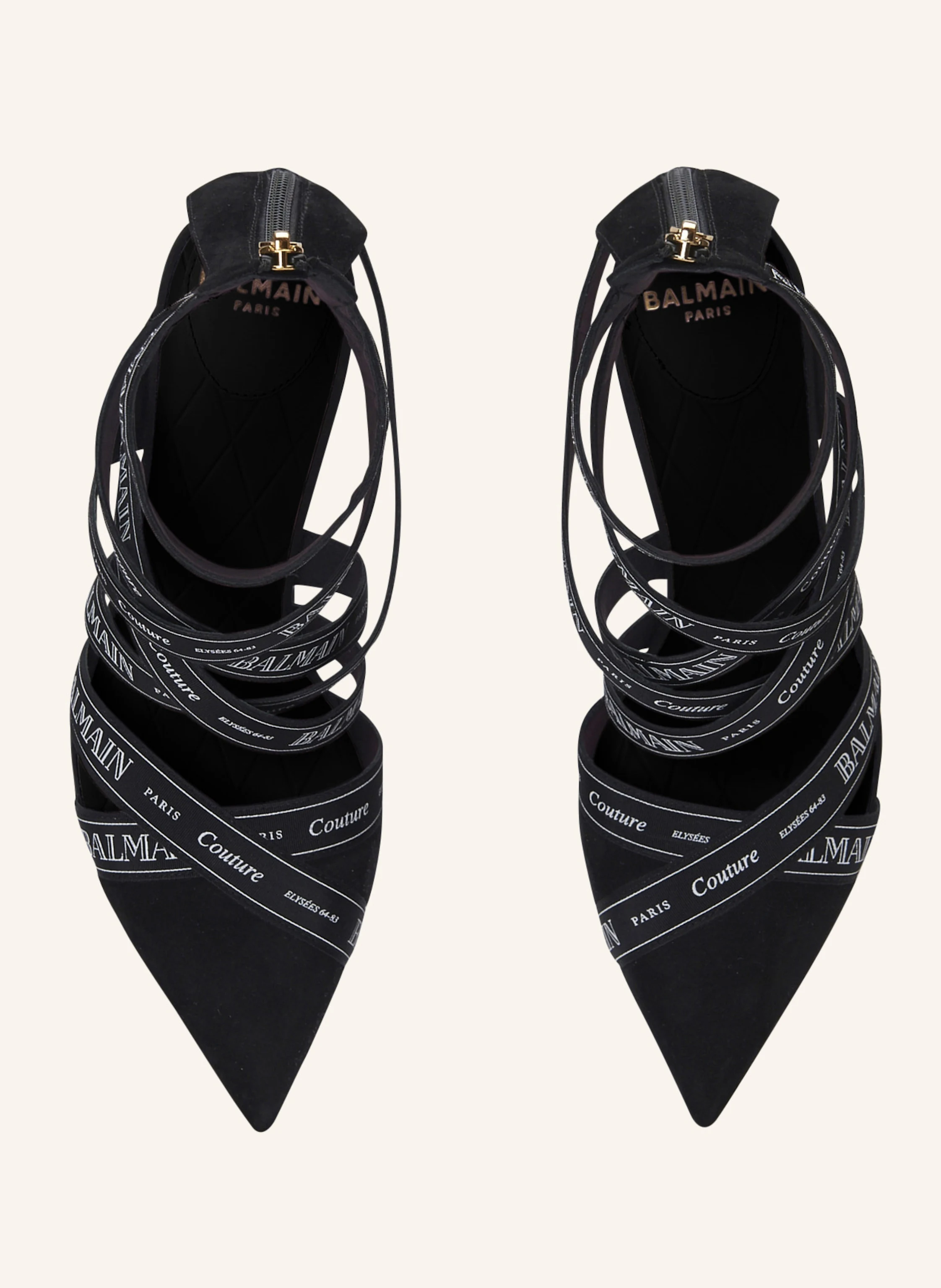 BALMAIN Sandalen Couture aus Wildleder mit Balmain Band-Muster