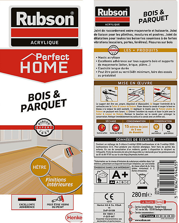 Mastic Rubson Maison Bois & Parquet hêtre cartouche 280ml