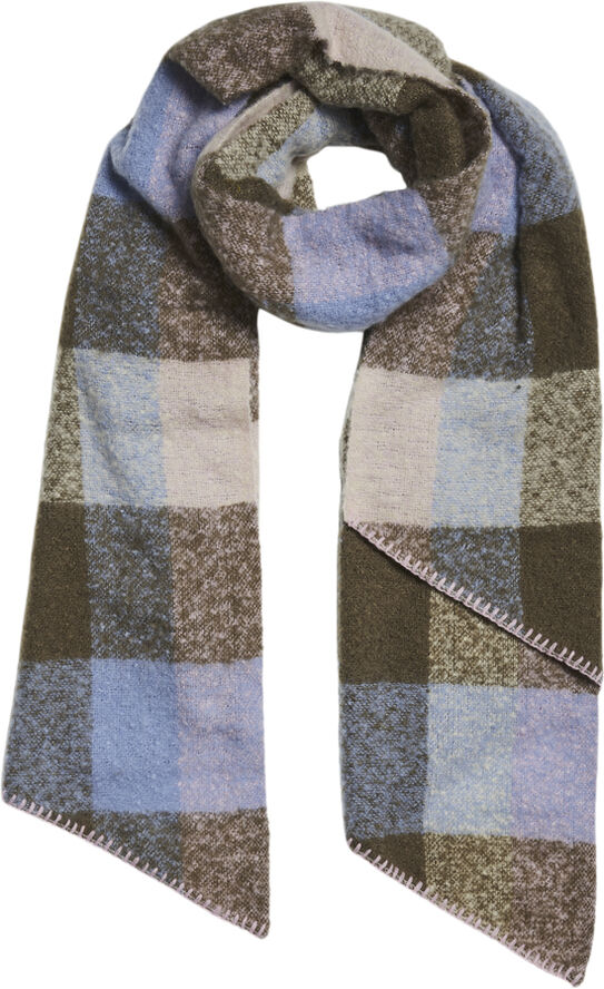 Pieces PCPYRON CHECKED LONG SCARF NOOS BC Hydrangea