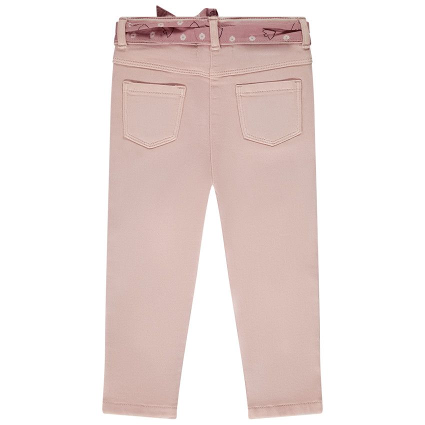 Jean droit avec ceinture à nouer pour bébé fille - Rose