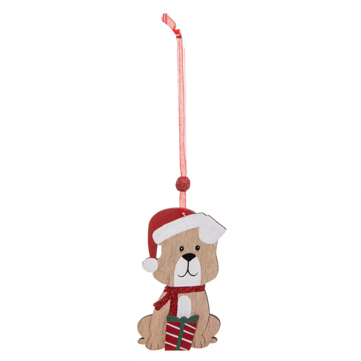 Lot de 4 Chiens à suspendre (H10 cm) Christmas Rouge