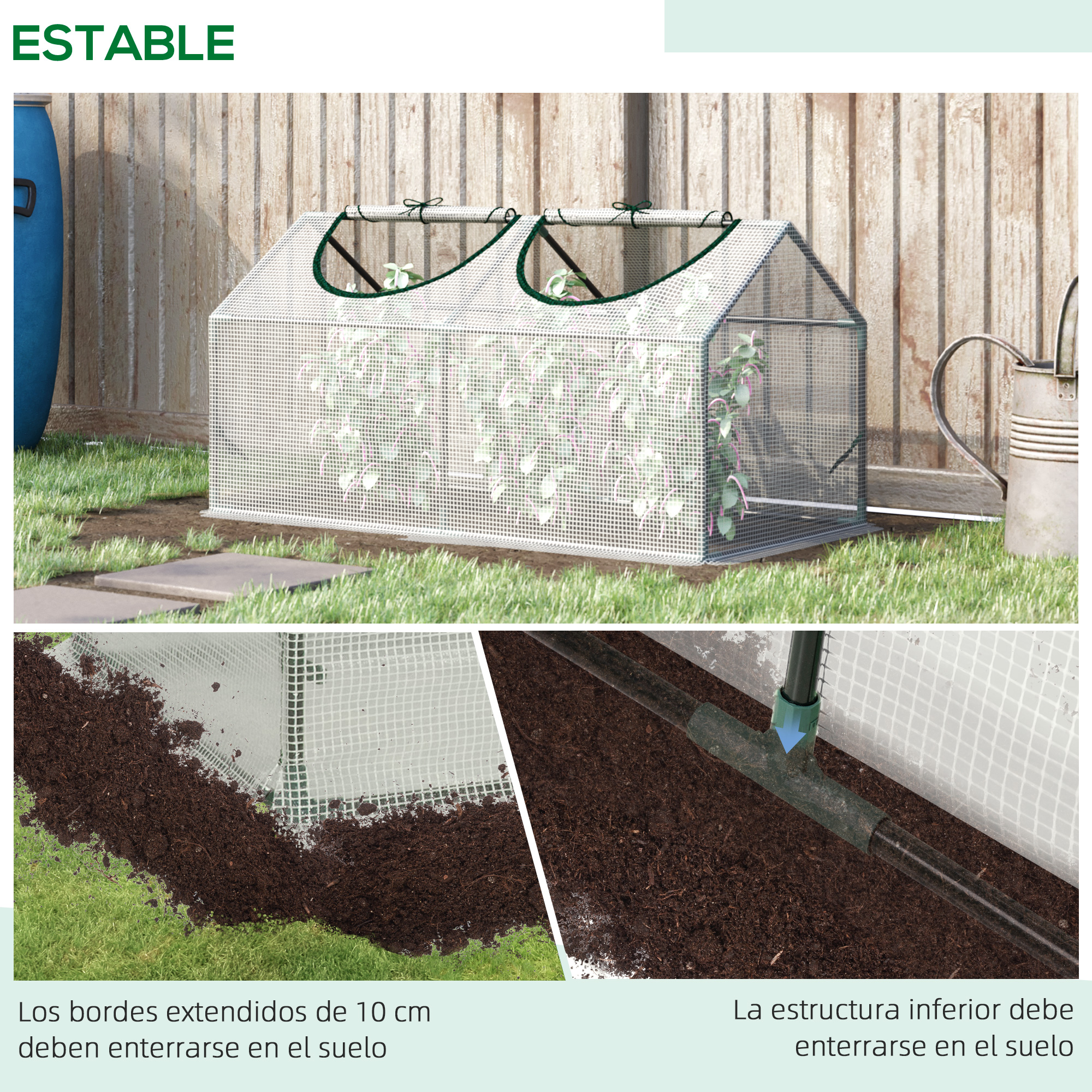 Estufa Outsunny Terrace 120x60x60 cm em aço para jardim com 2 janelas de enrolar, ideal para cultivo de plantas, vegetais e flores. Translúcida.