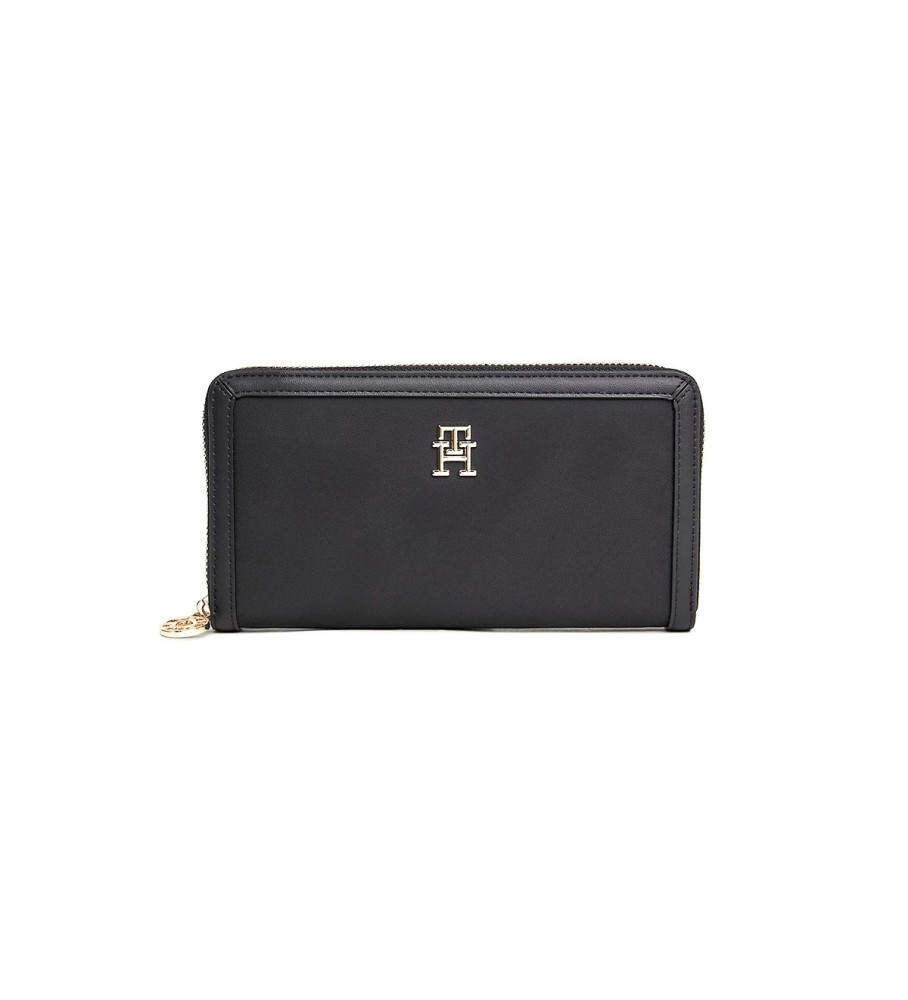 Carteira Tommy Hilfiger Essential Large Monogram TH Preta
