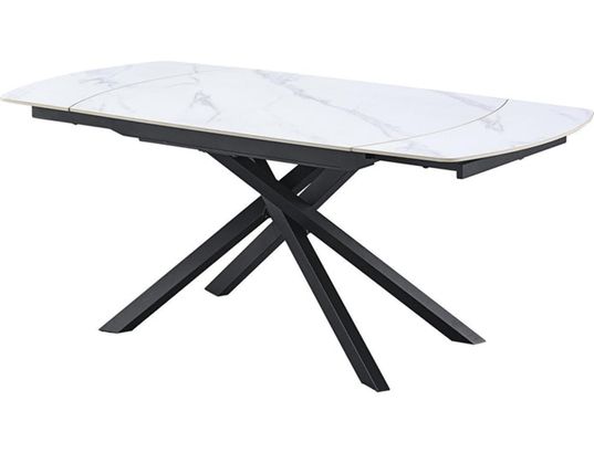 CONCEPT1 - Table Ethan 120/180 x 88 x75 blanc pieds noirs