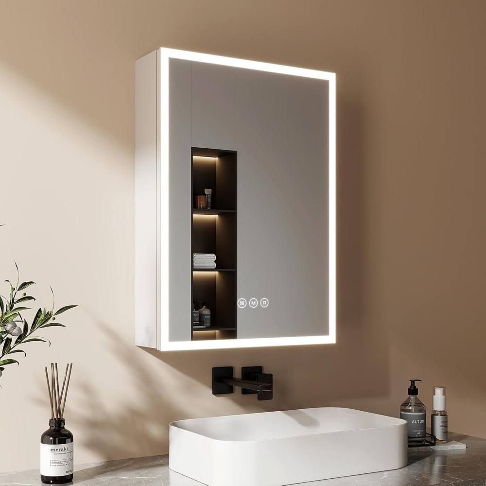 EMKE Spiegelschrank Bad mit Beleuchtung 50x70x14,5 cm Antibeschlag