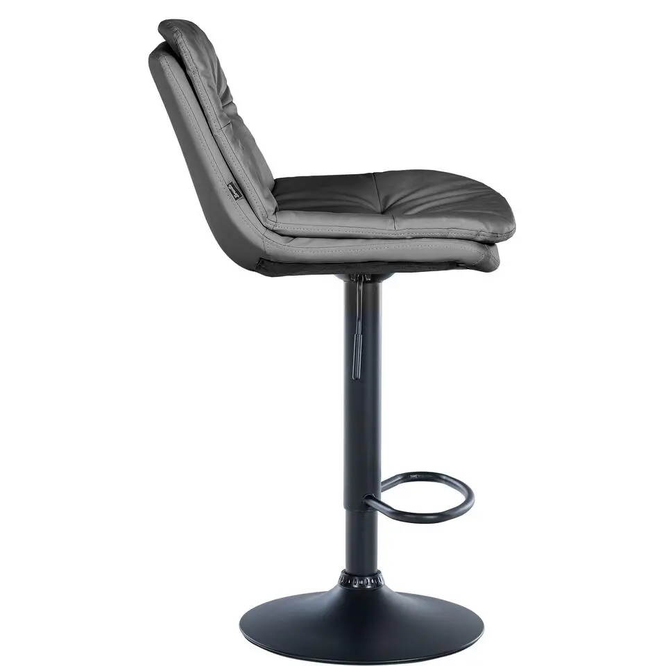 CLP Barkruk Laurel zwart Frame - Kunstleer - grijs