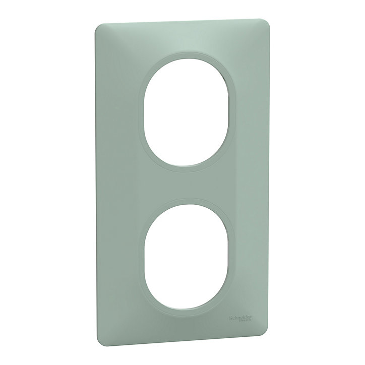 Plaque de finition double verticale Schneider Electric Ovalis sauge