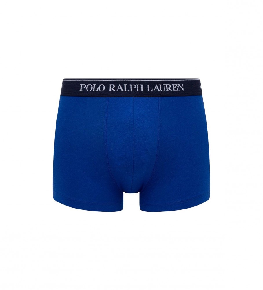 Conjunto de 5 cuecas boxer Ralph Lauren nas cores vermelha, cinza, azul e azul-marinho.