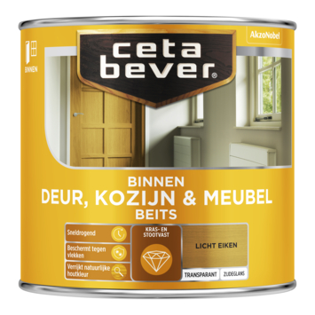 CetaBever Deur, Kozijn & Meubelbeits zijdeglans transparant licht eiken 250 ml