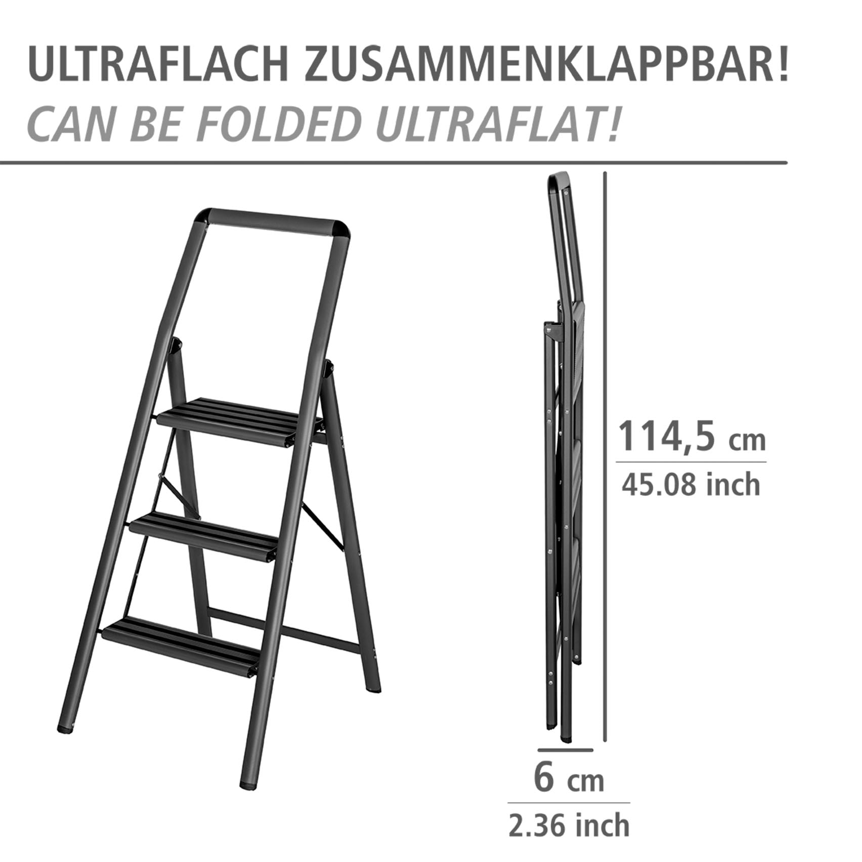 WENKO Trittleiter »Modell Alu-Compact« leichte & rutschfeste Haushaltsleiter, belastbar bis 150 kg, klappbar