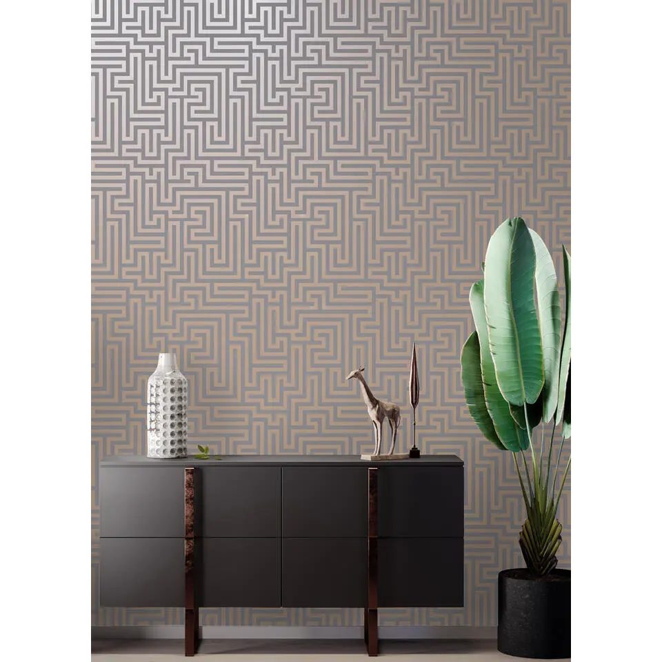 Dutch Wallcoverings - Indulgence Maze grey/rose/gold - 0,53x10,05m