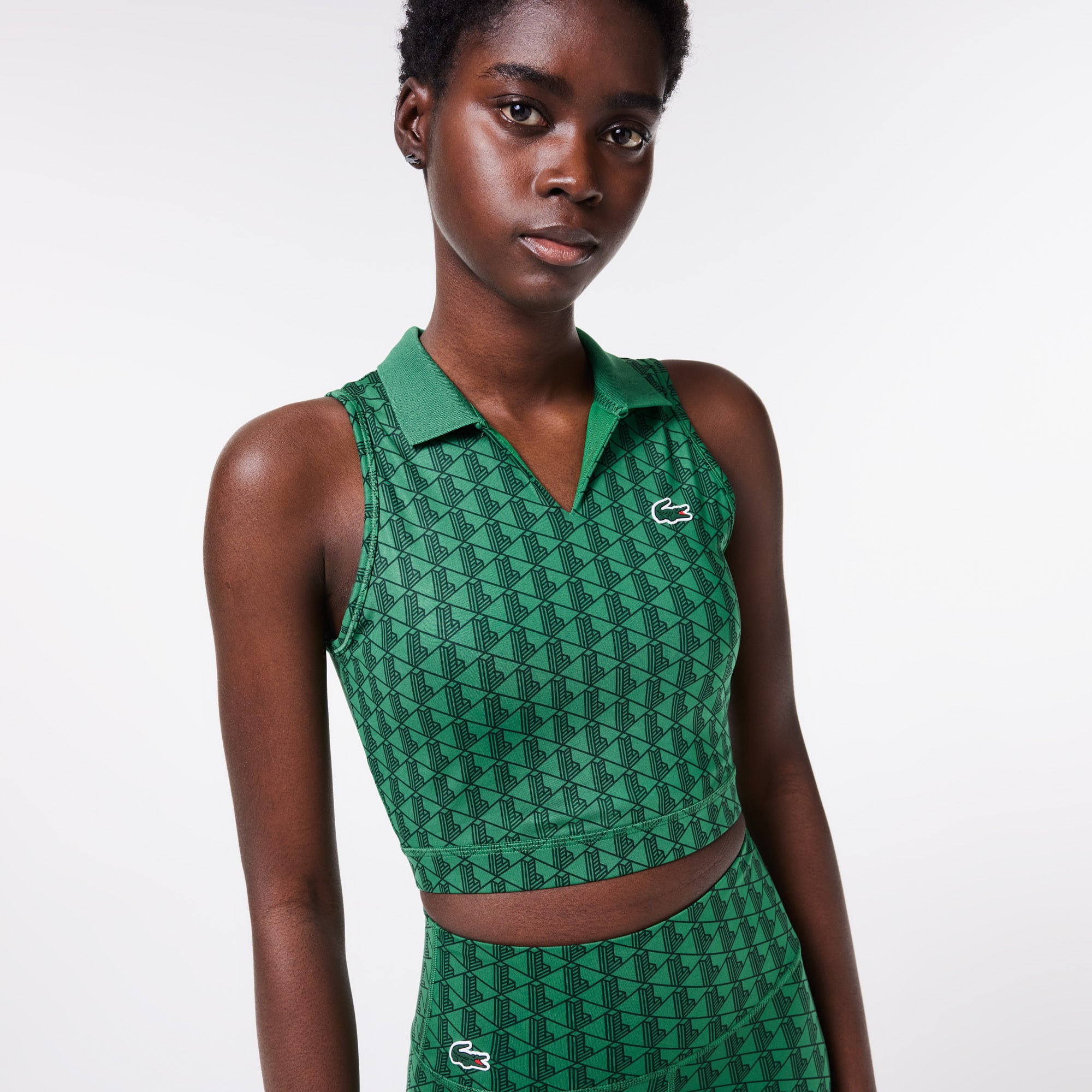 Brassière Sport extensible à imprimé monogramme Brassières & Leggings - Vert - Lacoste - Femme
