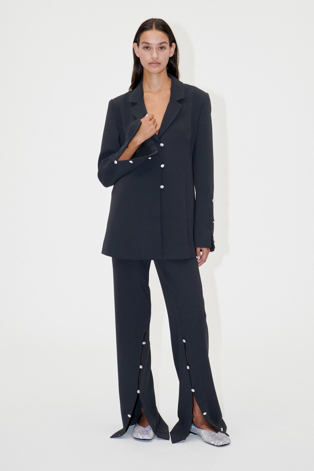 Stine Goya  Reelo ballerinasko - Jet Black Embroidery