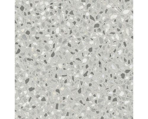 Porseleinen steengoed wand- en vloertegel Flakemix Terrazzo lichtgrijs 60 x 60 x 0,9 cm mat gerectificeerd