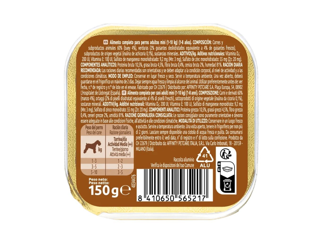 COMIDA HÚMIDA PARA CÃO ULTIMA MINI FIT & DELICIOUS VACA 150G
