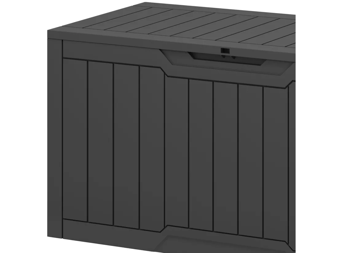 YITAHOME Boîte de Terrasse en Résine - 380L - 115 x 55 x 58.5 CM - Intempéries - Verrouillable - Noir