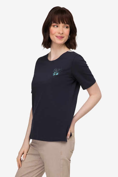 T-Shirt, U-Boot-Ausschnitt mit seitlichen Einsätzen, Halbarm