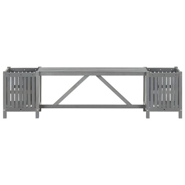vidaXL Hagebenk med 2 plantekasser 150 cm heltre akasie grå