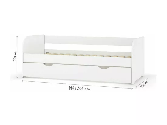 Lit banquette gigogne 80x200 cm bois massif blanc EZRA