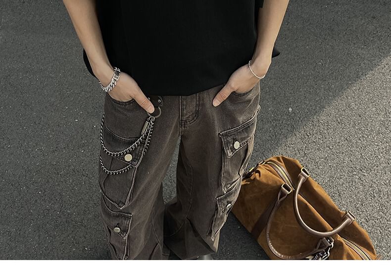 Omozando - Oversized T-shirt met ronde hals, elleboogmouwen en kleurblokken