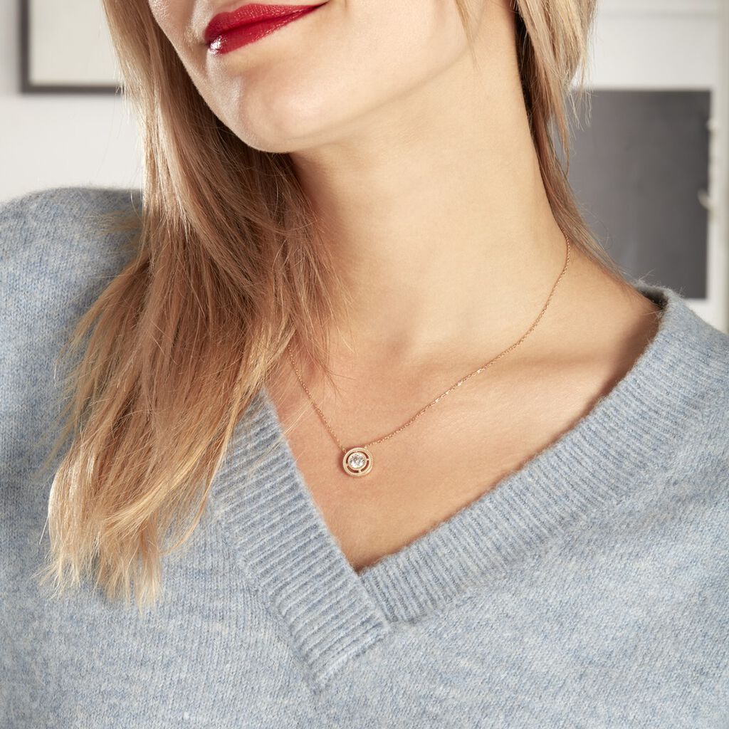 Collier Plaqué Or Jaune Magdalaine Oxyde De Zirconium