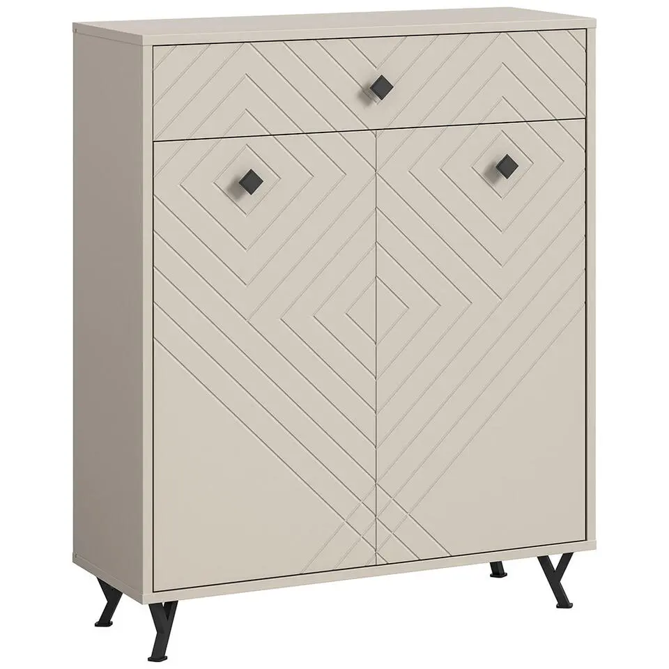 Hioshop Notes schoenenkast 2 deuren mat beige